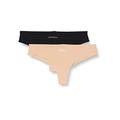 Emporio Armani Underwear Women's Basic Bonding Microfiber 2-Pack Brazilian Brief Underwear, Schwarz/Nude, L