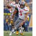 Patrick Mahomes Texas Tech Red Raiders Unsigned White Jersey Running with Ball vs. West Virginia Photograph