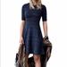 Athleta Dresses | Athleta Ribbed Blue Space Dye Fit Flare Dress Nwt | Color: Black/Blue | Size: Xs