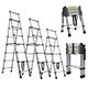 Multi-Purpose Aluminum Alloy 5+6 Steps 5.34FT Ladder, Foldable Telescopic Ladder, Herringbone Ladder, Portable Telescopic Extension Ladder, More Stable and Safer, with EN131 Certified (1.7M-2M)