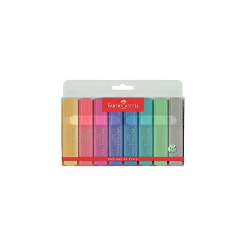 Textmarker Superfluorescent und Pastell, 8er Etui, Superfluorescent gelb und 7 Pastell Farben.