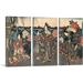 ARTCANVAS Visit to a Peony Garden by Utagawa Kuniyoshi - 3 Piece Wrapped Canvas Print Set Metal in Green/Red | 40 H x 60 W x 0.75 D in | Wayfair