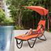 Arlmont & Co. Benkelman 71.7" Long Single Chaise w/ Cushions Metal | 76.8 H x 33.5 W x 71.7 D in | Outdoor Furniture | Wayfair