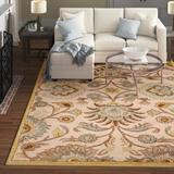 Brown/Gray 144 x 0.39 in Area Rug - Charlton Home® Corolyn Floral Handmade Wool Medium Gray Area Rug Wool | 144 W x 0.39 D in | Wayfair