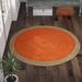 Orange 48 x 0.5 in Area Rug - Highland Dunes Round Vicksburg Chevron Handmade Flatweave Jute Area Rug Jute & Sisal | 48 W x 0.5 D in | Wayfair