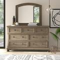 Lark Manor™ Alek 8 Drawers Double Dresser w/ Mirror Wood in Brown/Gray | 76.25 H x 64.75 W x 17.75 D in | Wayfair BB07BDCA620046C8AA7F4D2F62823D7E