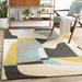 Blue/Brown 96 x 0.39 in Area Rug - AllModern Gaye Geometric Handmade Tufted Wool Gray/Khaki/Teal Area Rug Wool | 96 W x 0.39 D in | Wayfair