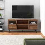 Wade Logan® Cochere TV Stand for TVs up to 65" Wood/Glass in Brown | 25.13 H in | Wayfair 91E01A06292242C1B83693A0B598928F