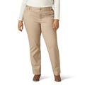 Lee Women's Plus Size Wrinkle Free Relaxed Fit Straight Leg Pant, Flax, 26W Petite