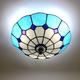 Skyweel 12 Inch Glass Vintage Tiffany Style Ceiling Light Stained Glass Flush Mount Ceiling Lighting Fixtures LED Lamps Bulbs