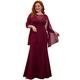 Ever-Pretty Women's Round Neck Sleeveless Floor Length Bodycon Memaid Evening Gowns Dresses Plus Size with Chiffon Shawl Burgundy 12UK