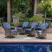 Alcott Hill® Jeffress Swivel Patio Chair w/ Cushions Wicker/Rattan in Blue/Brown, Size 36.61 H x 29.13 W x 32.28 D in | Wayfair