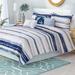 Dovecove Adams 6 Piece Printed Quilt Set w/ Throw Pillows Microfiber/Cotton in Blue | Full/Queen Coverlet + 5 Additional Pieces | Wayfair