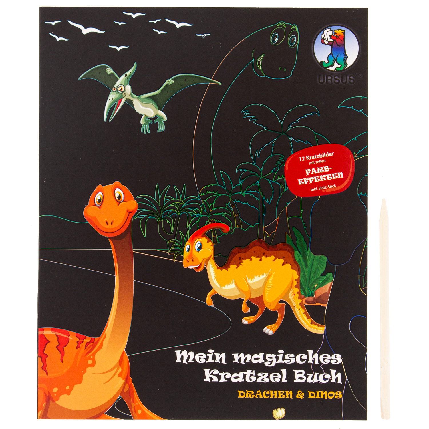 Ursus Livret magique avec 12 motifs à gratter "dinosaures et dragons"
