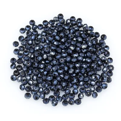 Perles en verre à facettes, bleu, 4 mm, 300 pièces