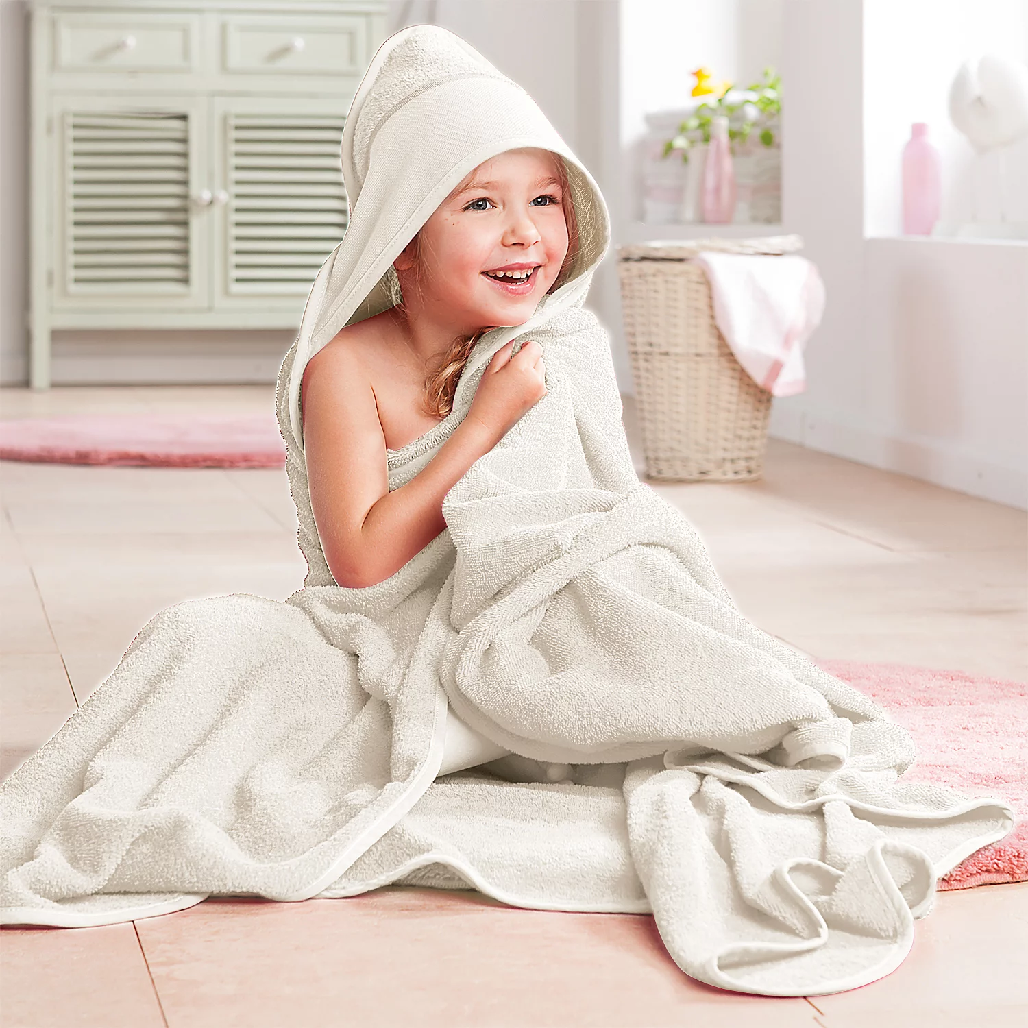 buttinette Cape de bain, écru, 140 x 140 cm