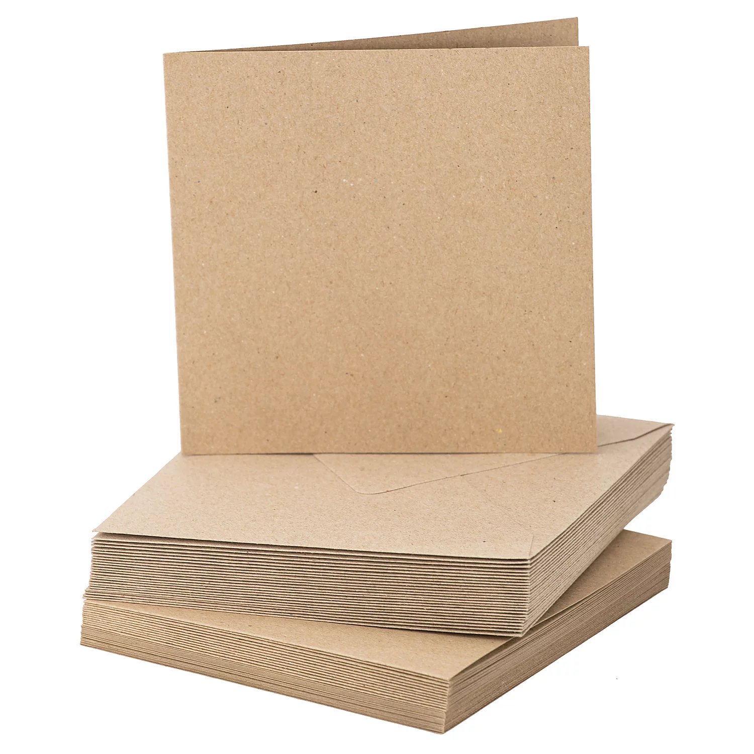 Cartes doubles avec enveloppes en papier recyclé, carré, marron, 25 pièces