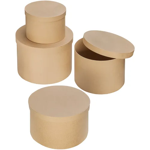 Boîtes rondes XXL en carton, 21 - 30 cm Ø, 4 pièces