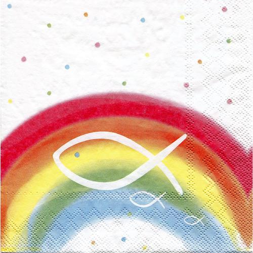 Serviettes en papier ""Arc-en-ciel/Poisson"", 33 x 33 cm, 20 serviettes