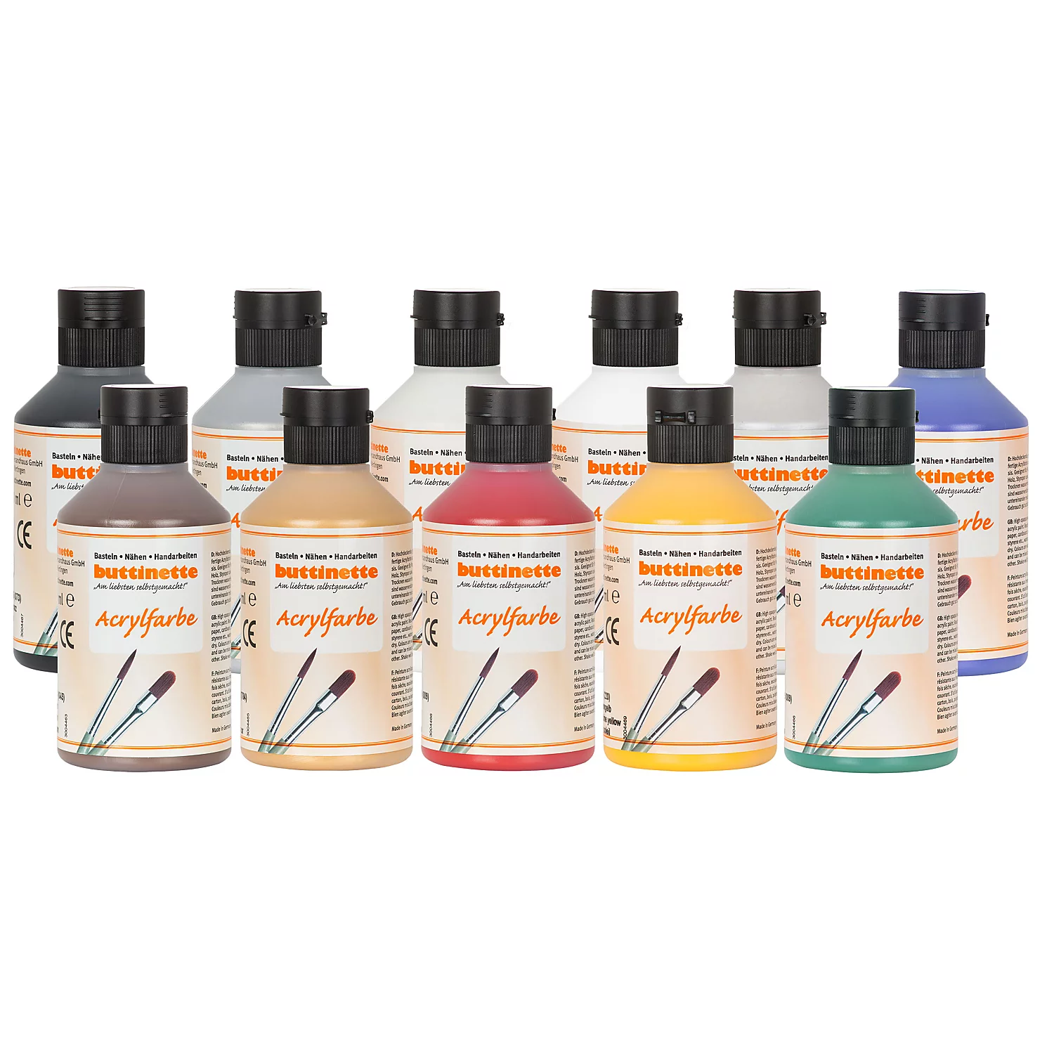 buttinette Peintures acryliques, différentes couleurs, 250 ml