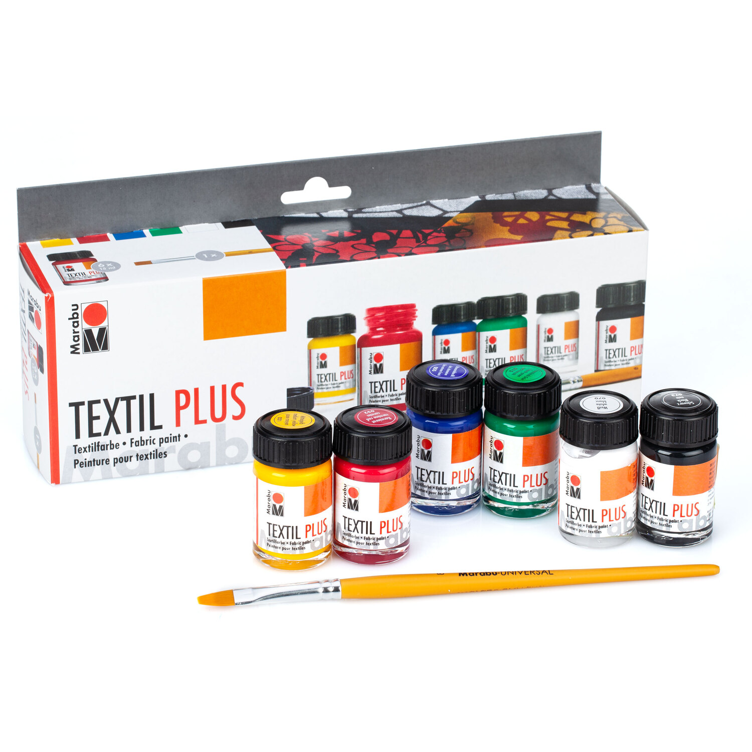 Marabu Peintures pour textiles foncés, 6x 15 ml avec pinceau