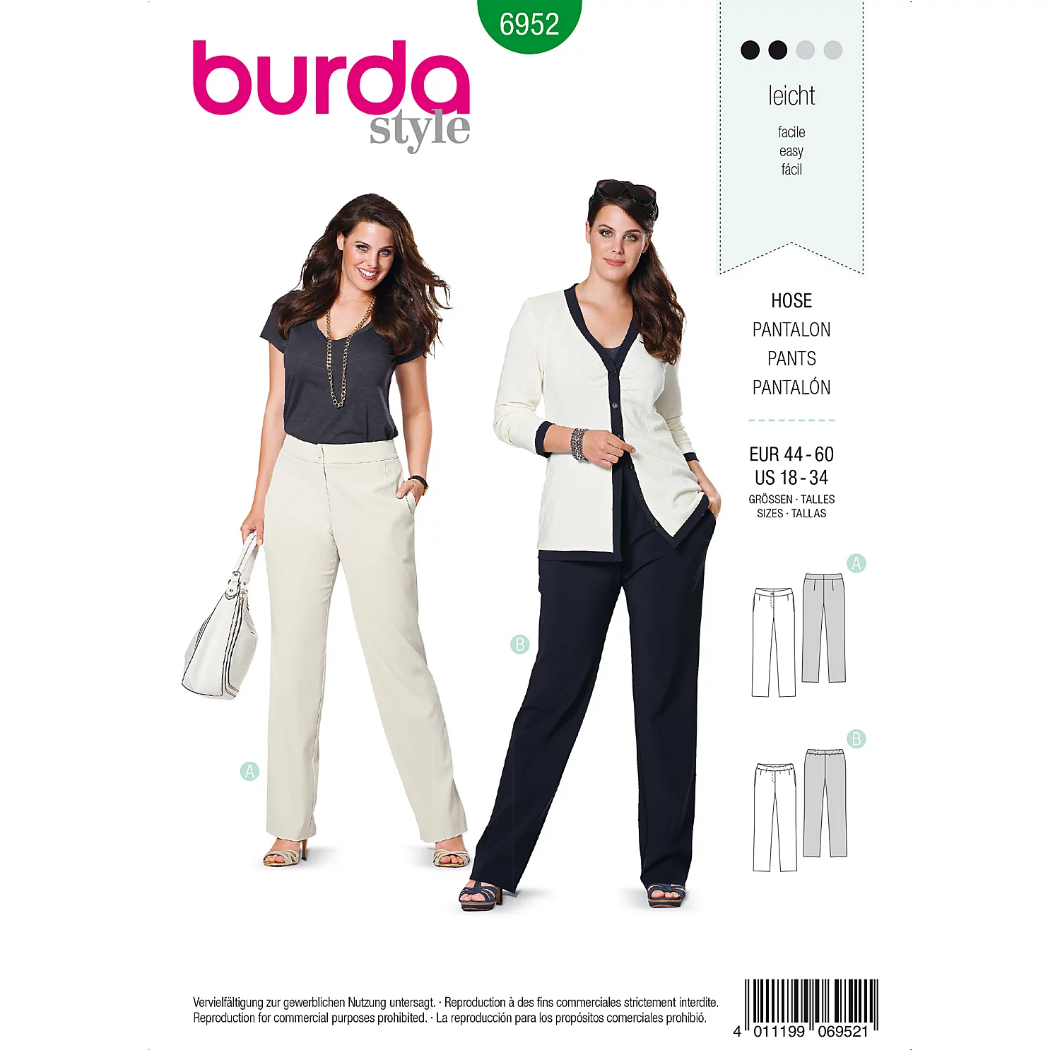 burda Patron 6952 "pantalons - grandes tailles
