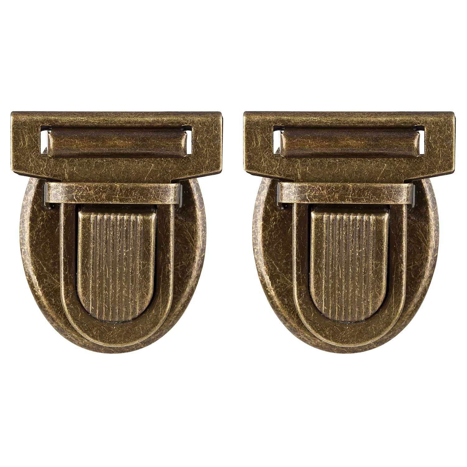 buttinette Fermoir à clipser, 32 x 38 mm, laiton vieilli, 2 pièces