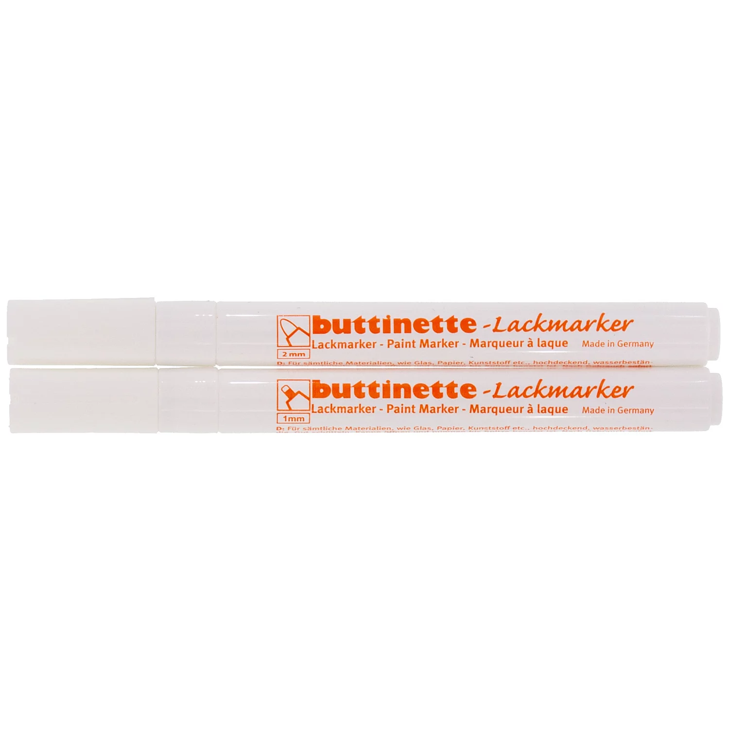 buttinette Marqueurs à encre laquée, blanc, 2 marqueurs