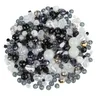 Perles à facettes en verre, noir-blanc, 3 - 9 mm, 25 g