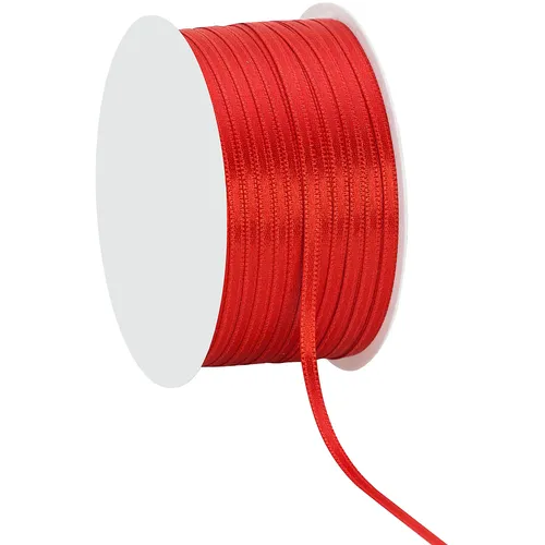Ruban satin 3 mm, rouge, 50 m