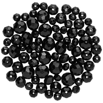 Perles en verre à facettes, noir, 80 pièces