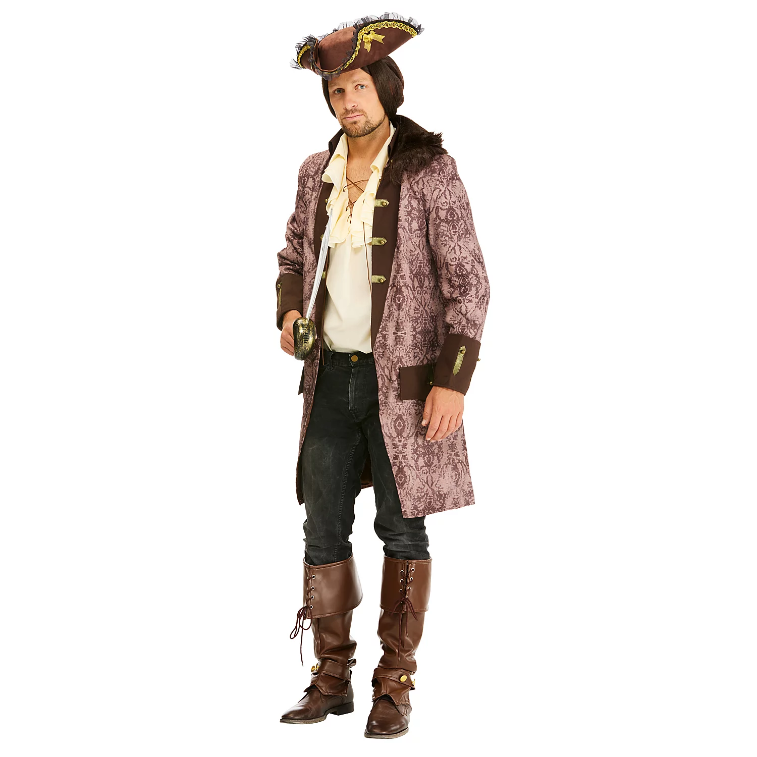 Manteau de pirate à ornements, marron/multicolore