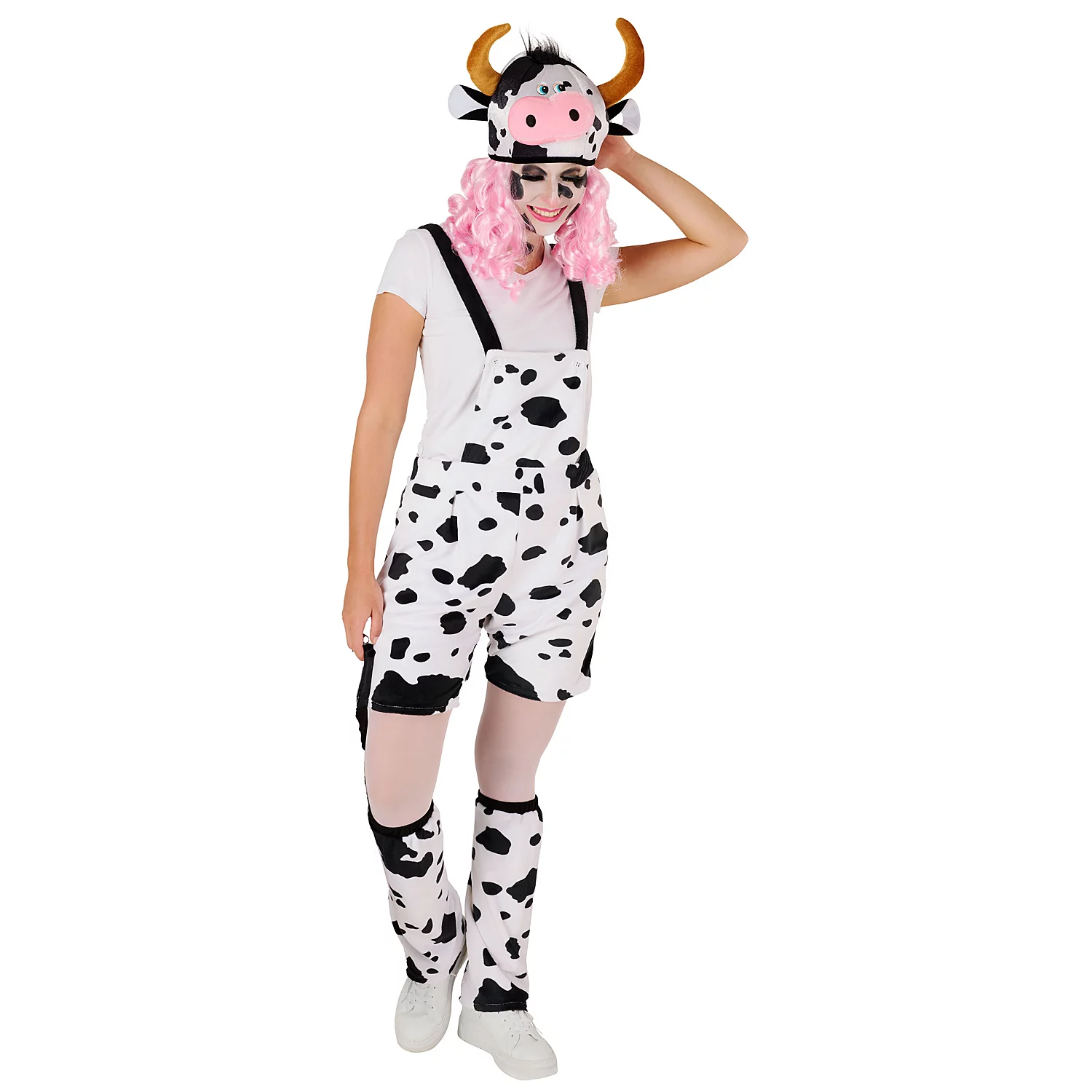 Salopette "vache" pour femme, blanc/noir