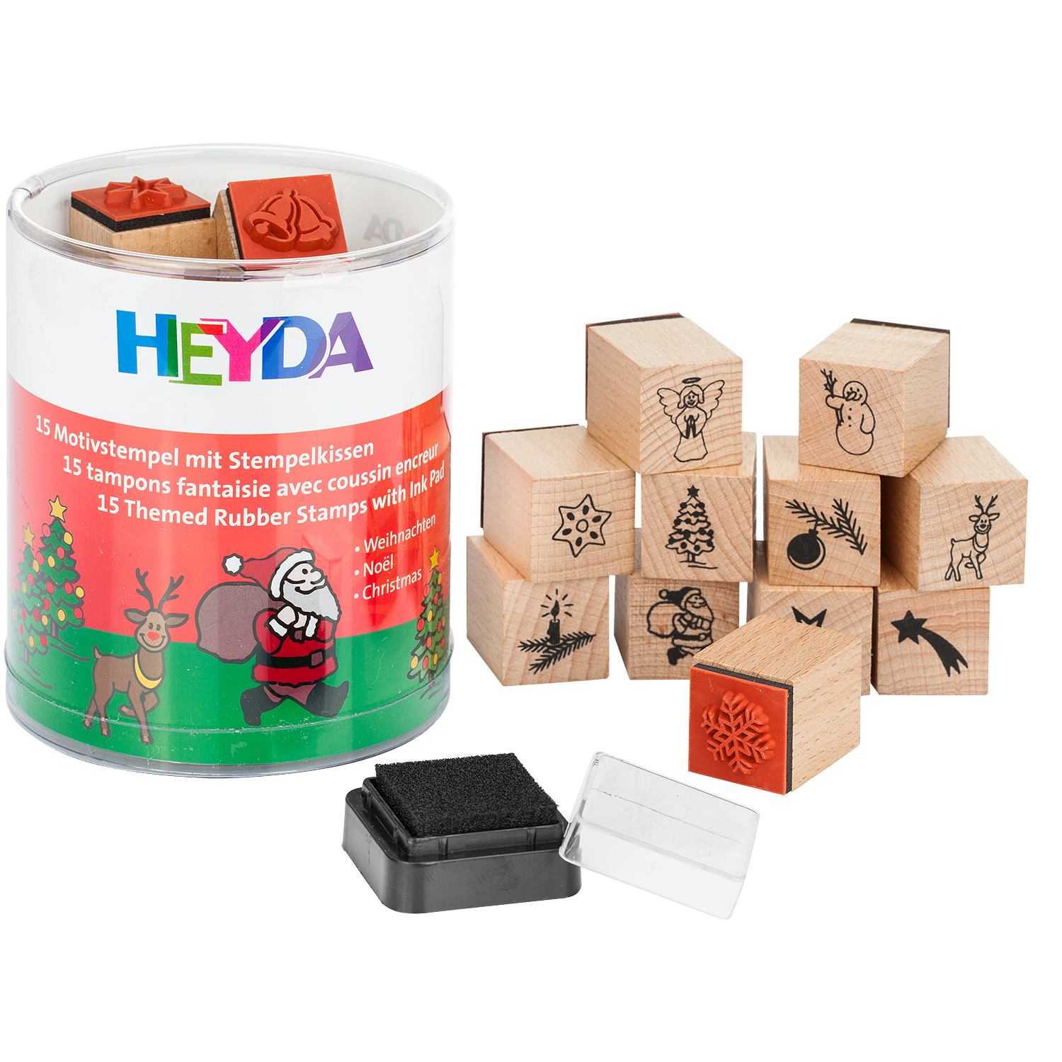 Heyda Lot de tampons "Noël", 1,5 cm, 15 pièces