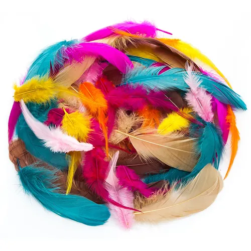 Plumes véritables ""Boho"", multicolore, 8 g = env. 100 - 110 plumes