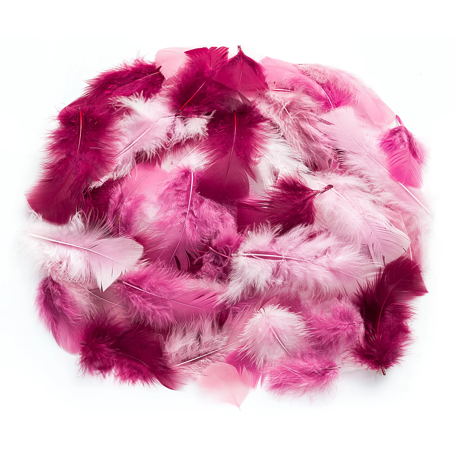 Plumes véritables, rose pâle/vieux rose/bordeaux, 20 g = env. 160-170 plumes