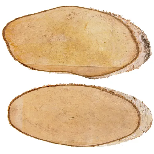 Rondelles en bois de bouleau véritable, ovales, env. 32 x 15 cm, 2 pièces