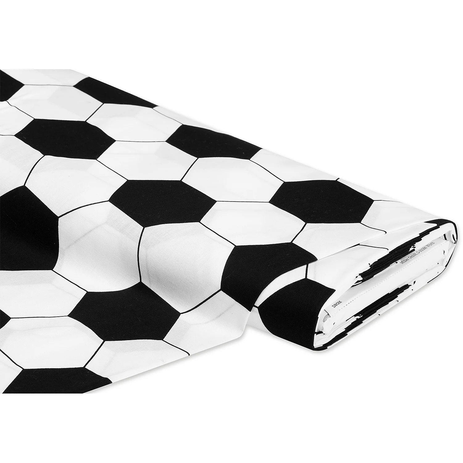 Tissu coton "football", blanc/noir