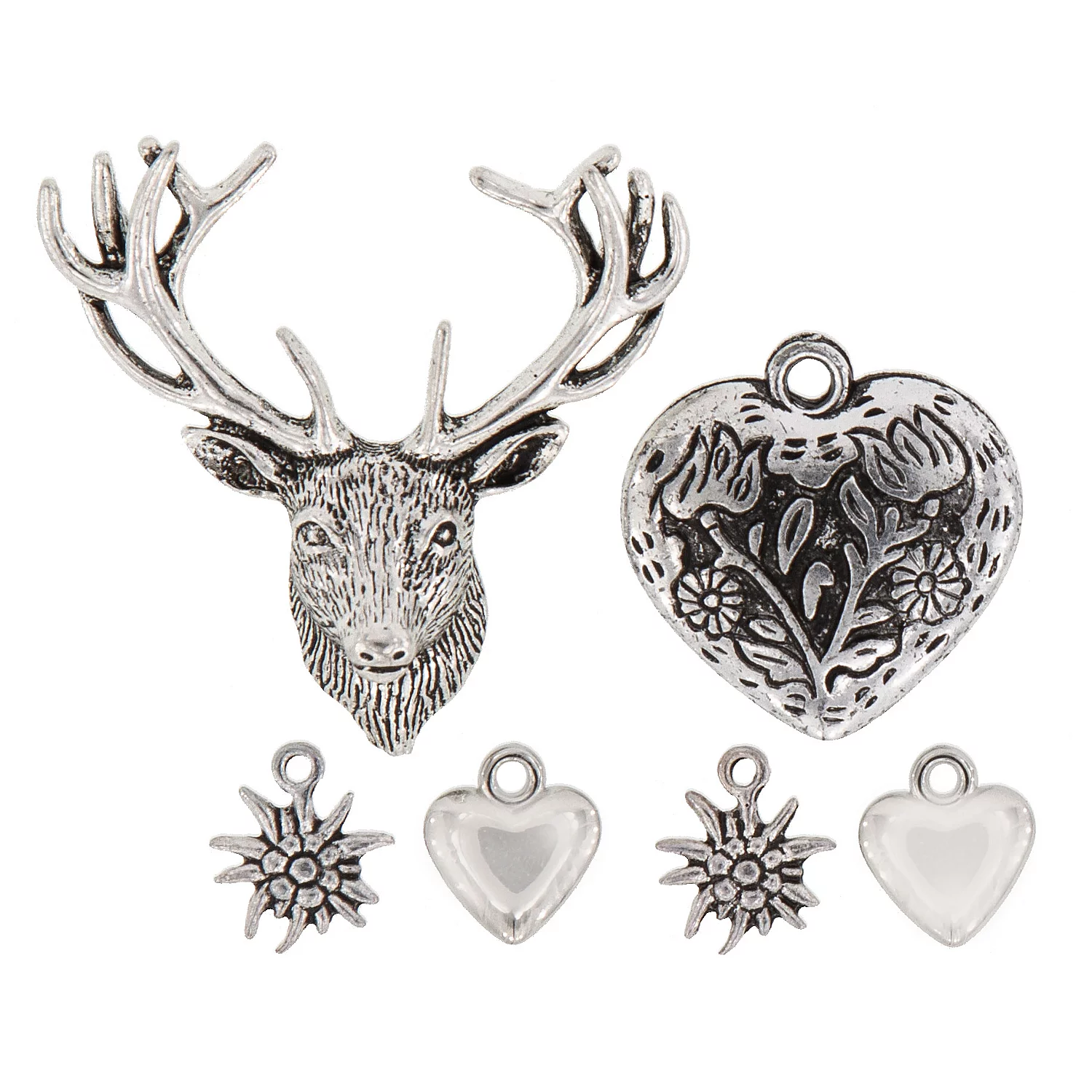 Landhaus-Anhänger Hirsch, silber, 13–50 mm, 6 Stück Image