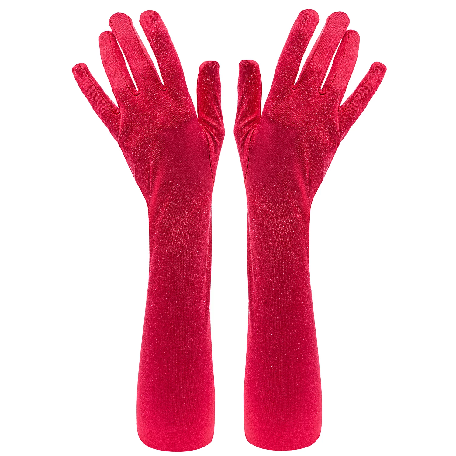 Satin-Handschuhe, rot, 55 cm Image