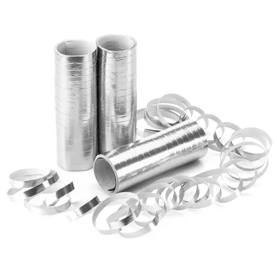 Luftschlangen Metallic, silber, 3 Stück Image