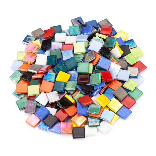 Eis-Glas Mosaik, bunt opak, 15 x 15 mm, 500 g