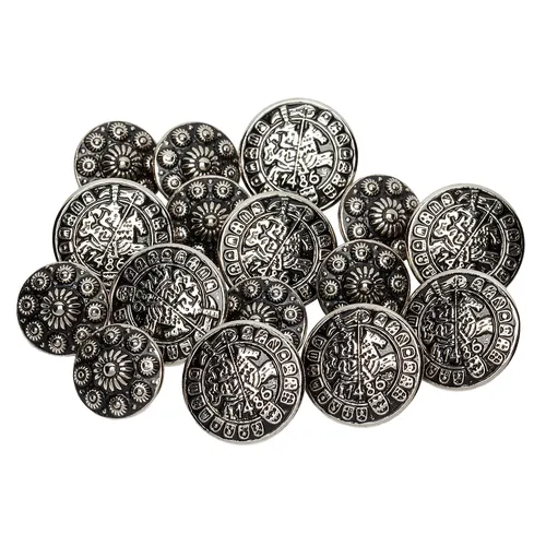 buttinette Trachtenknöpfe aus Metall, Größe: 17 – 22 mm Ø , Inhalt: 20 Stück