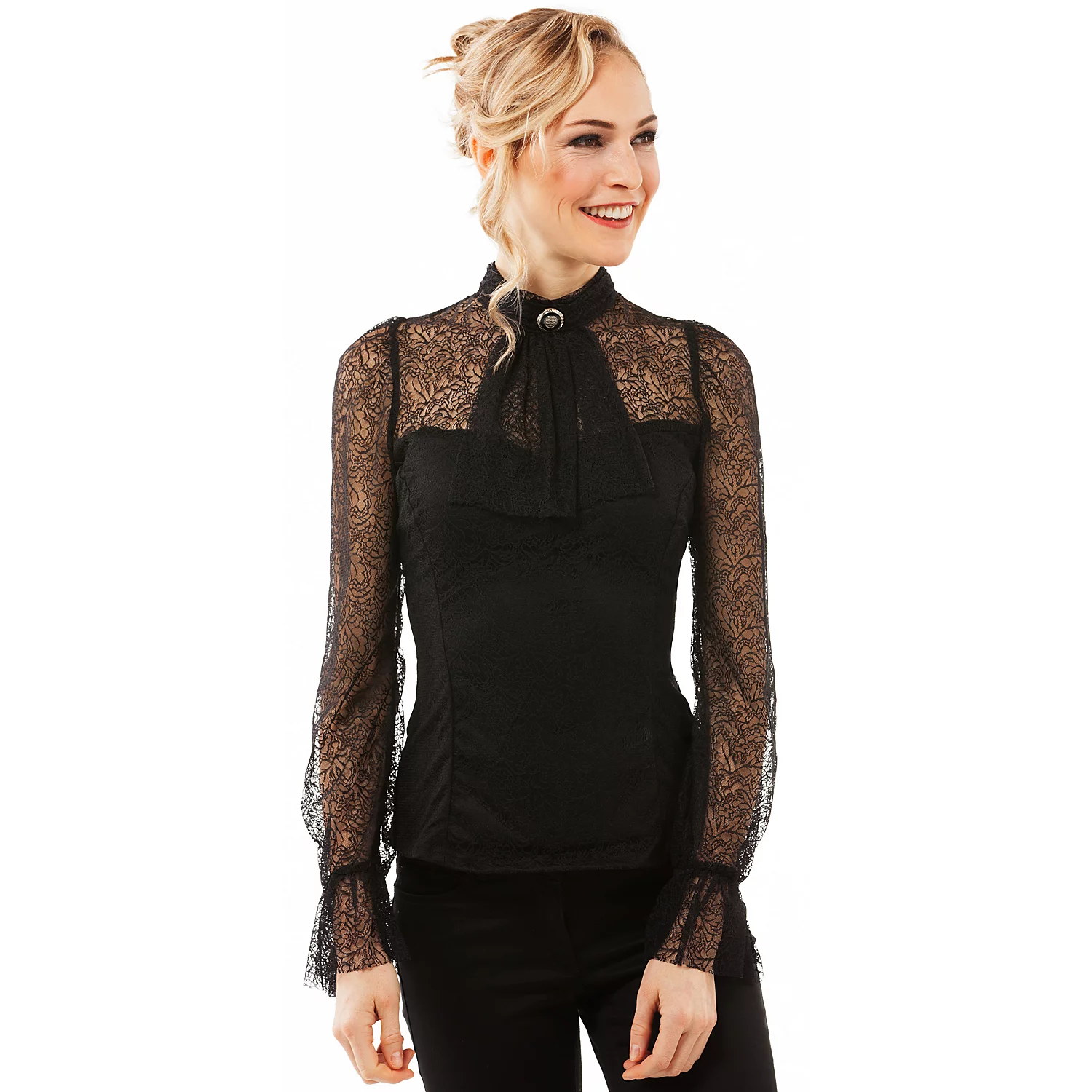 Spitzenbluse, schwarz Image