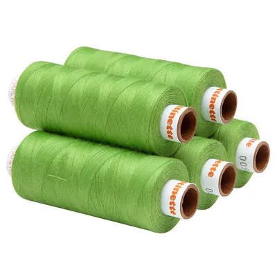 buttinette Universal-Nähgarn, Stärke: 100, 5er-Pack, frühlingsgrün