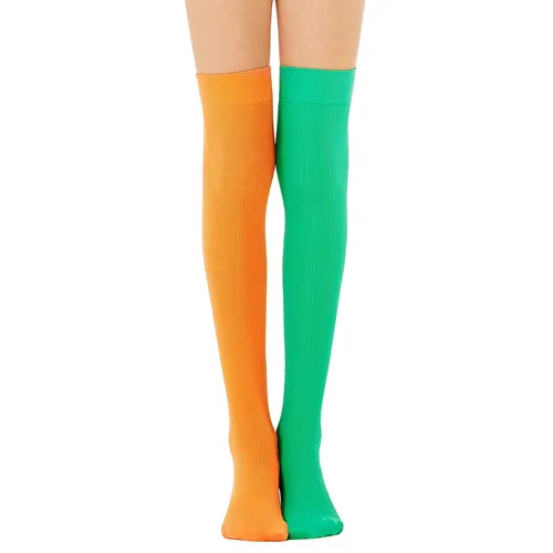 Chaussettes hautes dépareillées, pour enfant, vert/orange