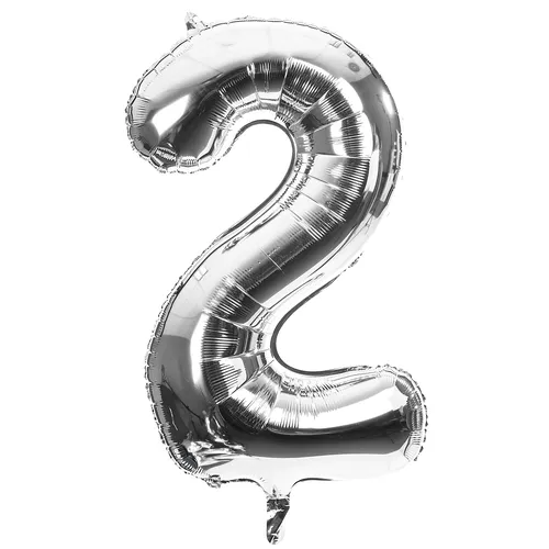 Ballon hélium ""2"", argent, 86 cm
