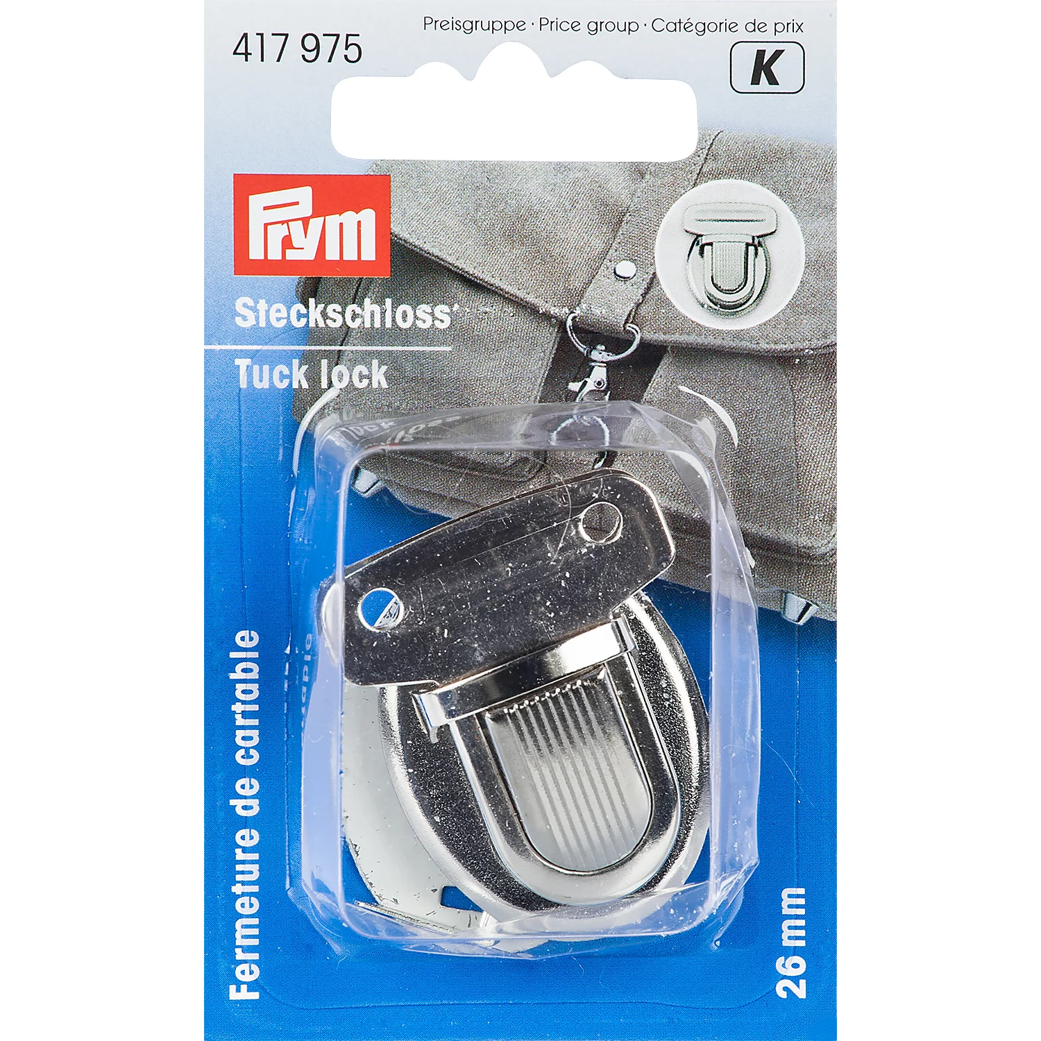Prym Steckschloss für Taschen, Größe: 26 x 35 mm, Farbe: silber Image