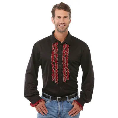 Hemd Rüschen für Herren, schwarz/rot Image