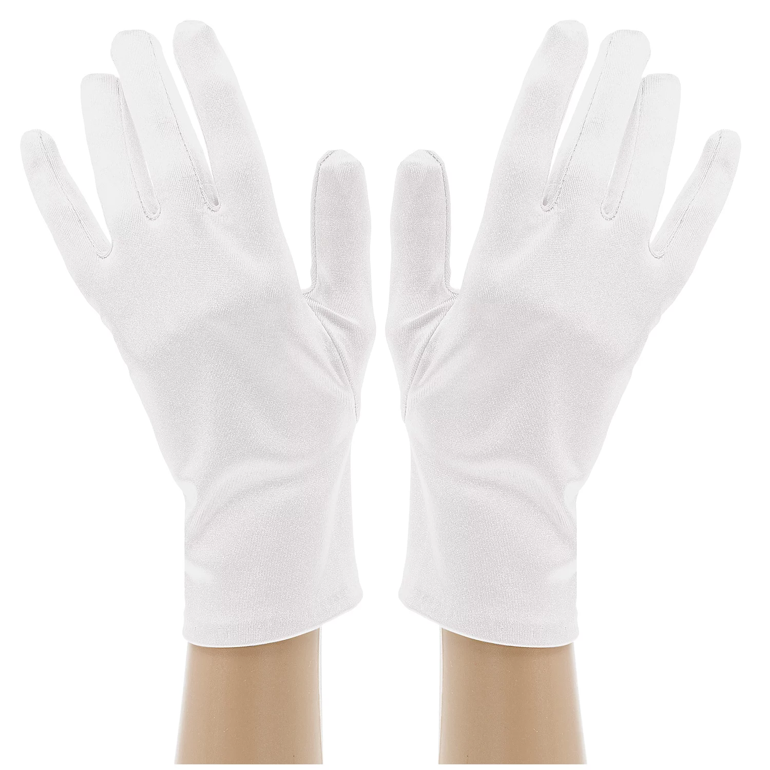 Satin-Handschuhe, weiß, 23 cm Image
